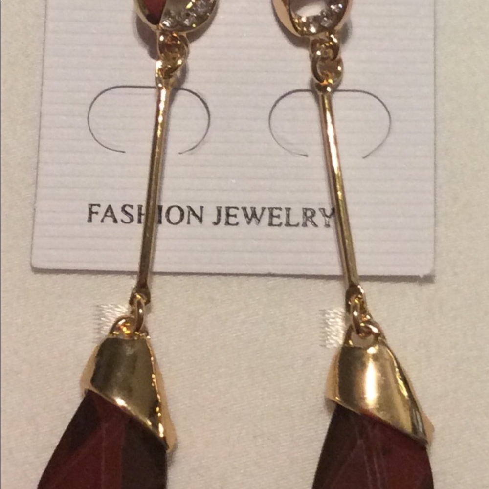 Gold plated burgundy earrings